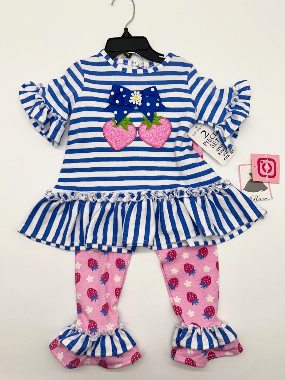 Rare Editions Girls 18M Strawberry Outfit Set NWT